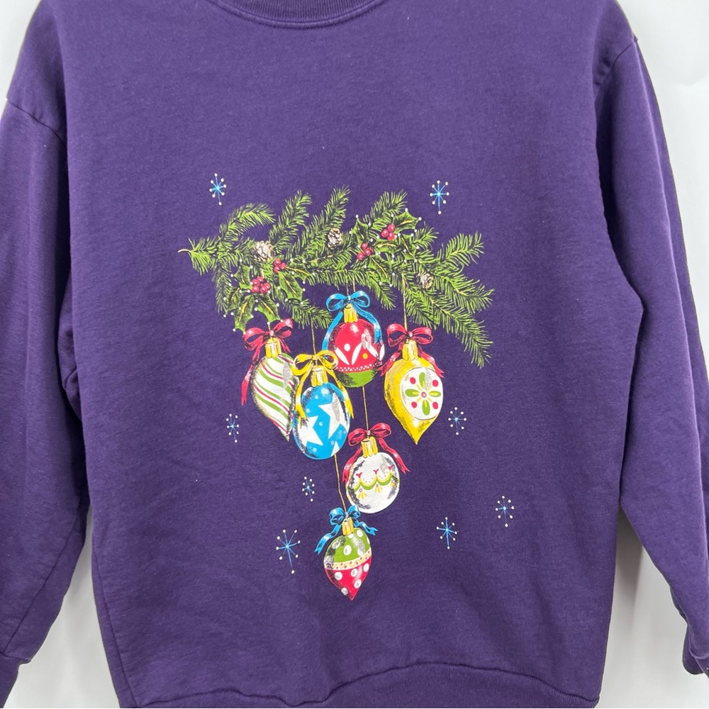 Vtg Basic Editions Christmas Ornaments Sweatshirt… - image 3